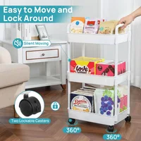 3 Tier Storage Rack Plastic Multi-Functional Small Cart Household Movable Storage Trolley Kitchen Accessories Home Organizer - Image 5