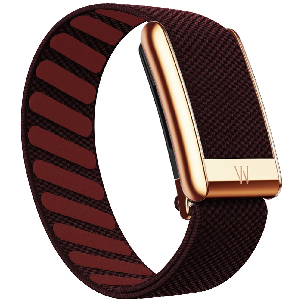 Convient pour le bracelet Whoop 5.0 MG, bracelet de remplacement en nylon tissé élastique MG Sports avec bande de bracelet en or rose brillant.