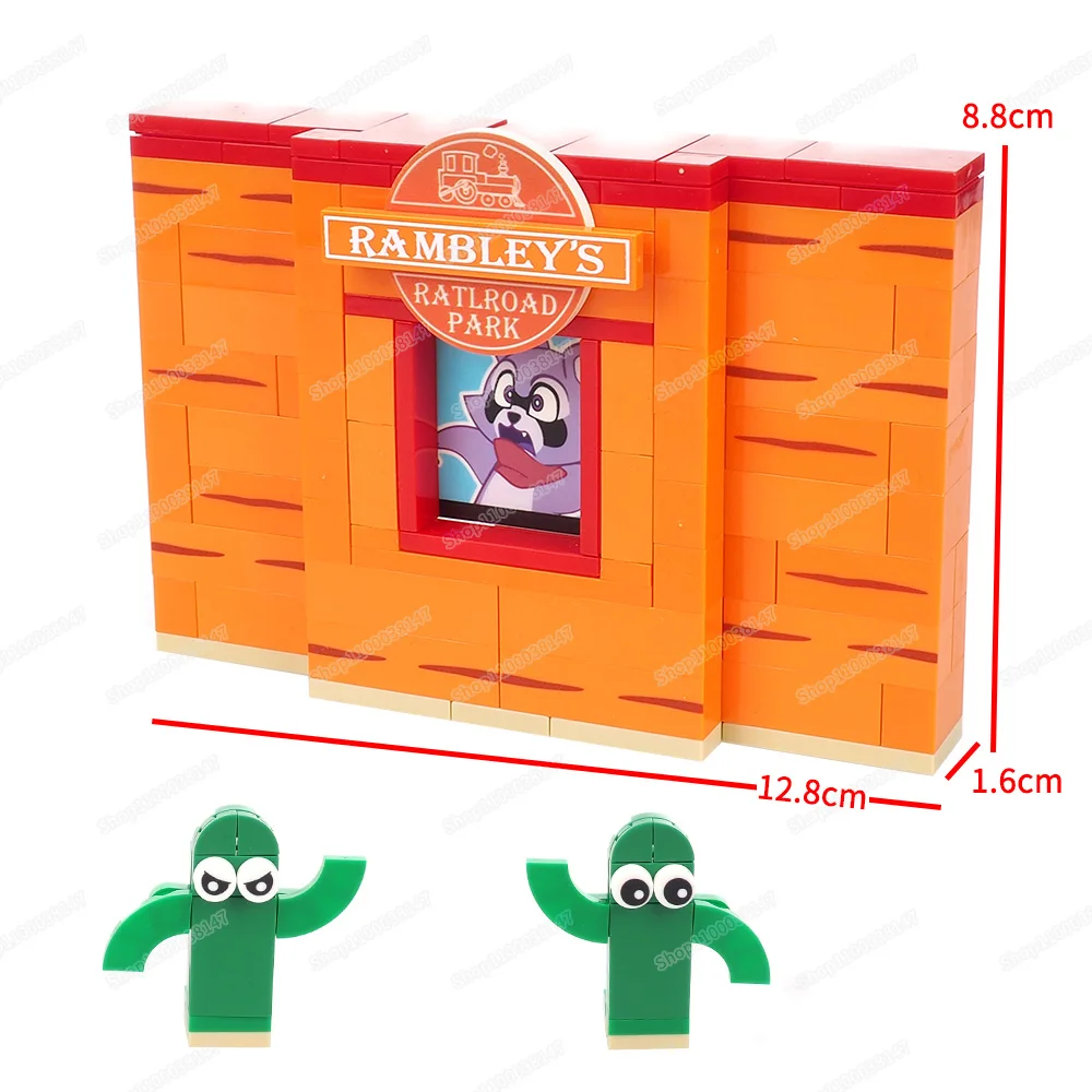 Indigo Park Signboard Wall Building Block Entrance Explore Animals Lead Figures Adventure Horror Scenes Models Children Gift Toy