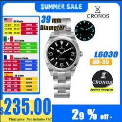 Cronos EX Diver Mechanical Men Watch NH35 39mm Automatic Sapphire Glass Bushed Bracelet 10ATM L6030M