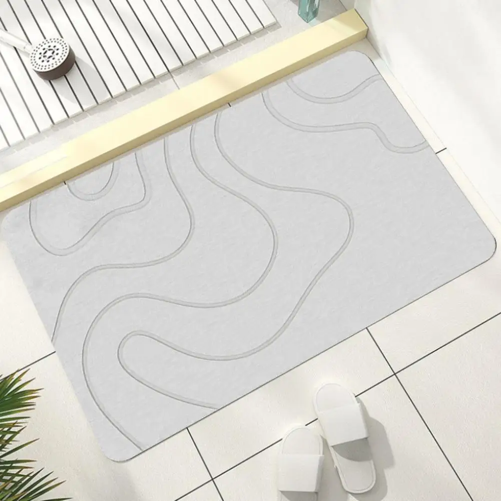 Stone Bath Mat Quick-drying Diatom Mud Bathroom Floor Mat with Anti-slip Bottom Bath Shower Sink Kitchen Carpet Easy to Clean