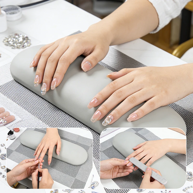 Manicure Hand Rest Cushion Set PU Leather Nail Arm Support Pillow Anti‑Slip Heat‑Resistant Desktop Mat for Salon & DIY Nail Art