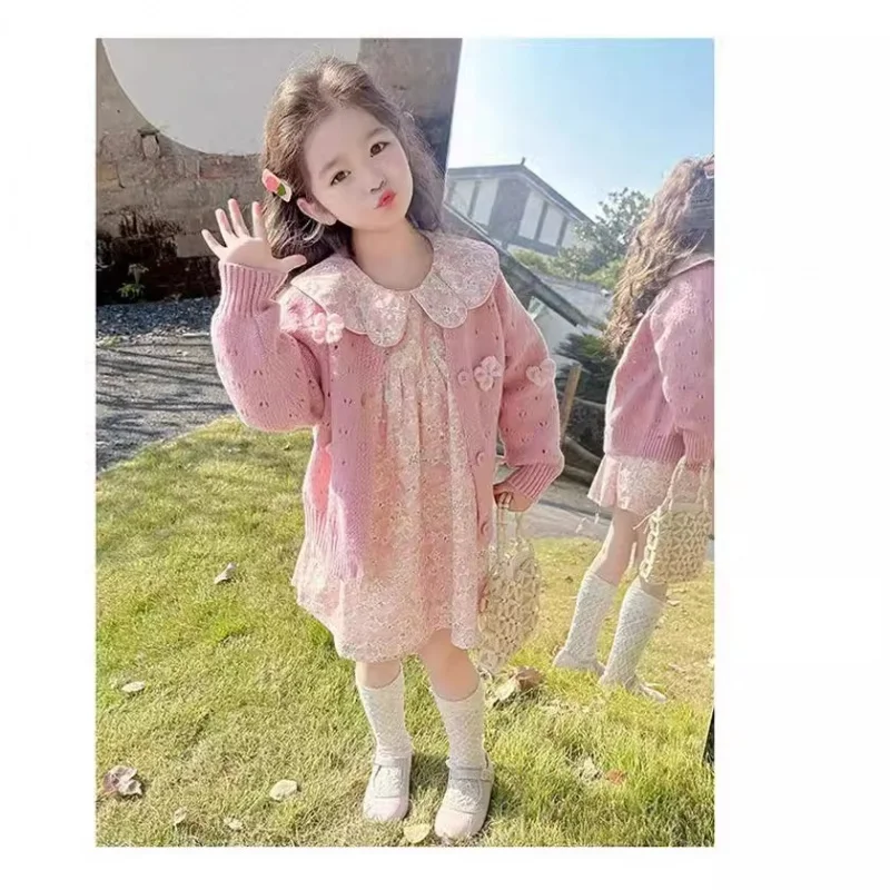 

Girls' Spring Floral Skirt Suit Spring and Autumn2024New Children's Western Style Baby Girl Spring DressWS