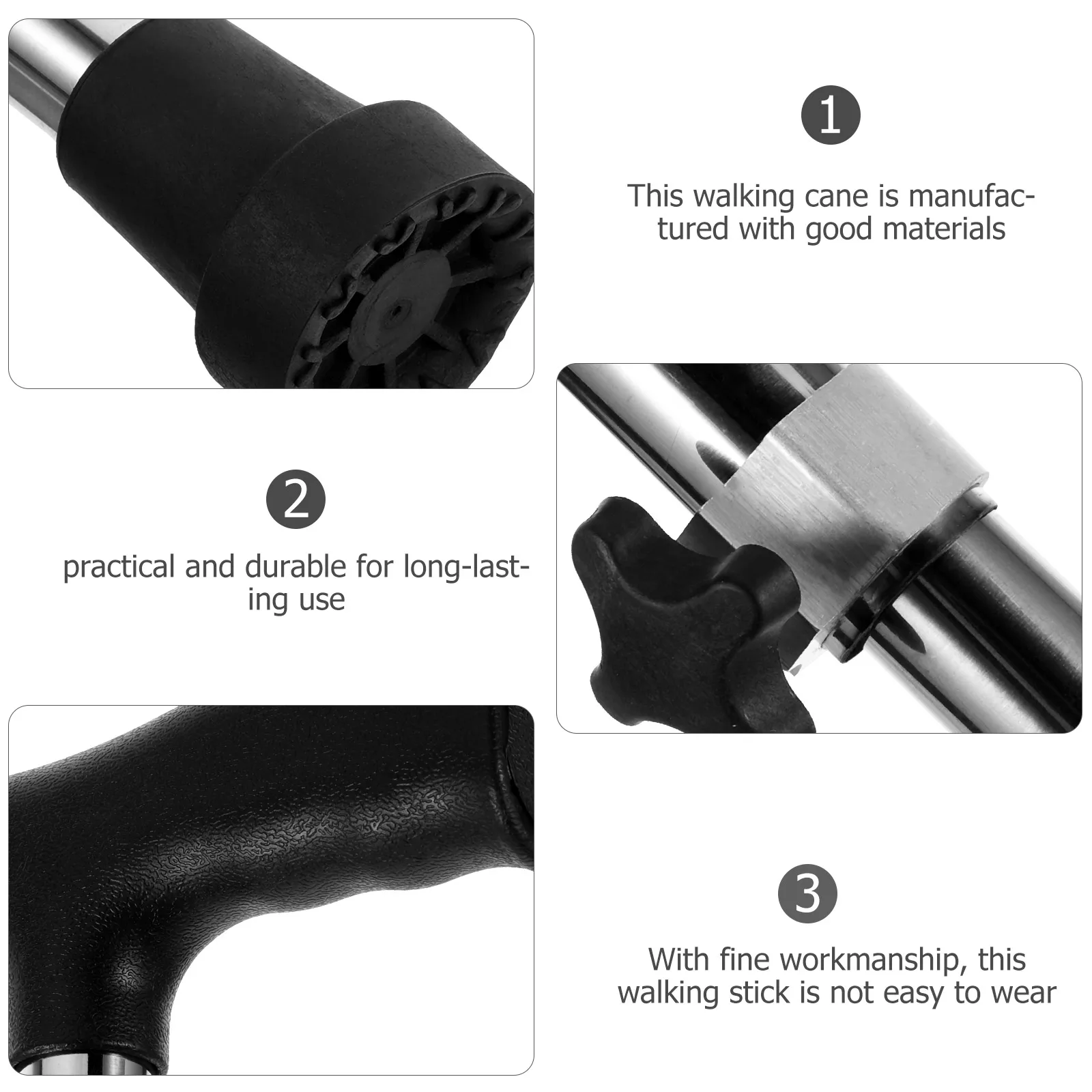 

Adjustable Detachable Stainless Steel Walking Cane Non- Wear-Resistant Elderly Support Trekking Pole Hiking Stick Aid