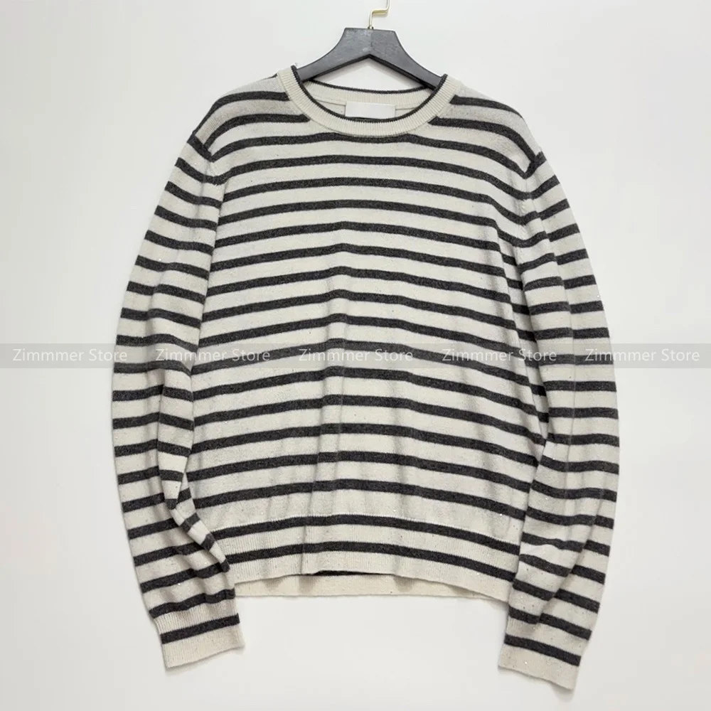 

Fashion Women's 24 Early Autumn New Lazy Style Striped Round Neck Long Sleeve Knitted Cashmere Sweater