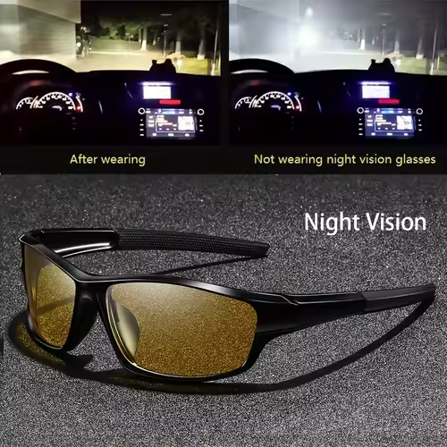 Square Yellow Night Vision Anti-Glare Goggles for Men Women Driving Fishing Beach Sunglasses UV Protection Polycarbonate Glasses - Image 12