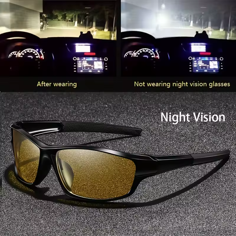 Square Yellow Night Vision Anti-Glare Goggles for Men Women Driving Fishing Beach Sunglasses UV Protection Polycarbonate Glasses - Image 12