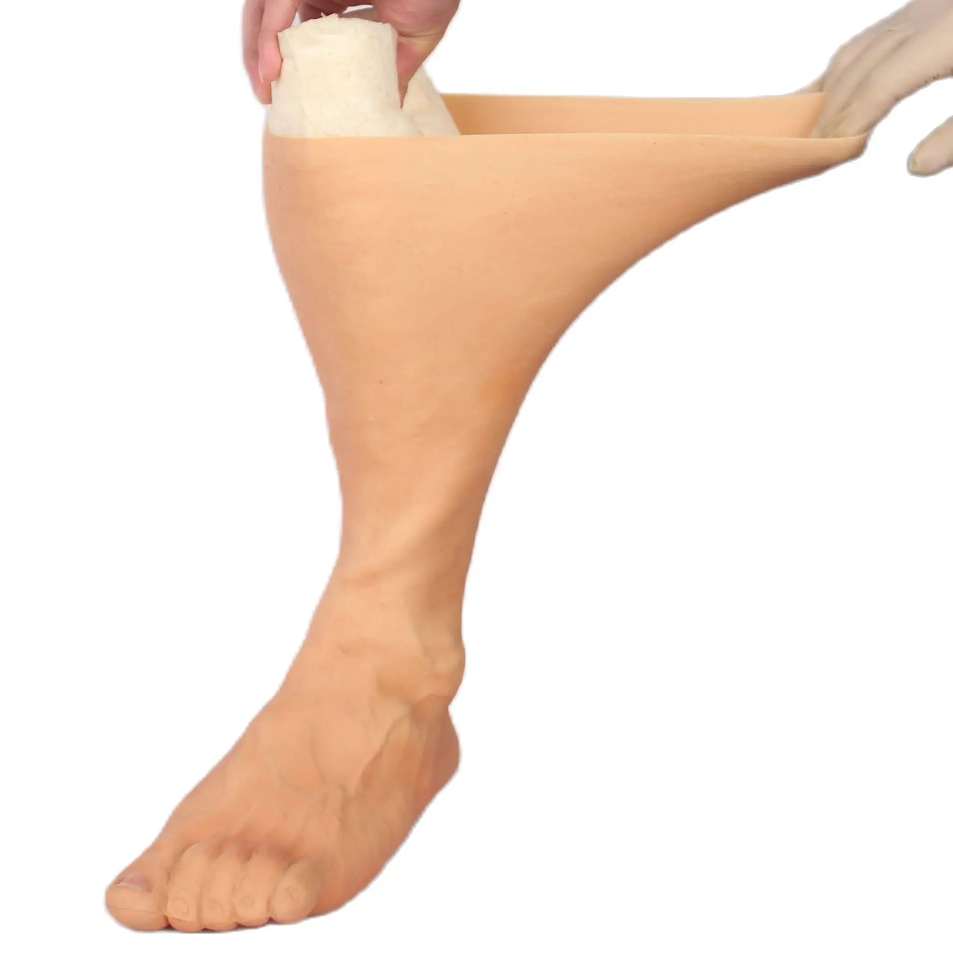 Highly Simulated Human Skin Fake Silicone Prosthesis Foot Sleeve Legging Real Flesh Cover Scars Protect Injured