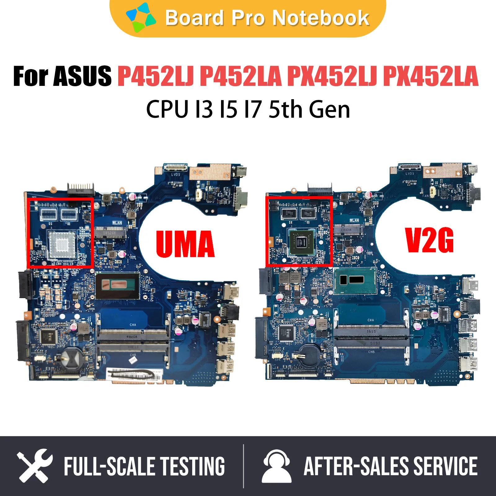 P452LJ Mainboard For ASUS P452LA PE452LA PRO452LA PRO452LJ PX452LJ PX452LA PE452LJ Laptop Motherboard I3 I5 I7 5th Gen