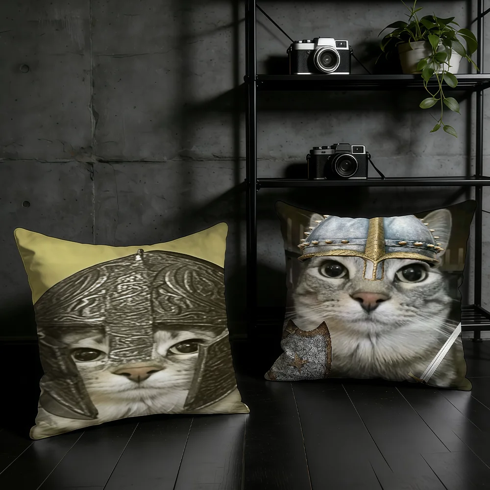 Soldier Cat Meme Funny cushion cover Birthday Anniversary Gifts Double Sided Printed Zipper Cushion Cover Soft Skin Bedding