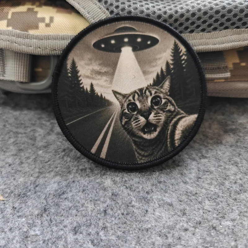 2026 New Patches, UFO Selfie Cat Morale Badges, For Clothing, Hats, Backpacks, etc., Hook and Loop