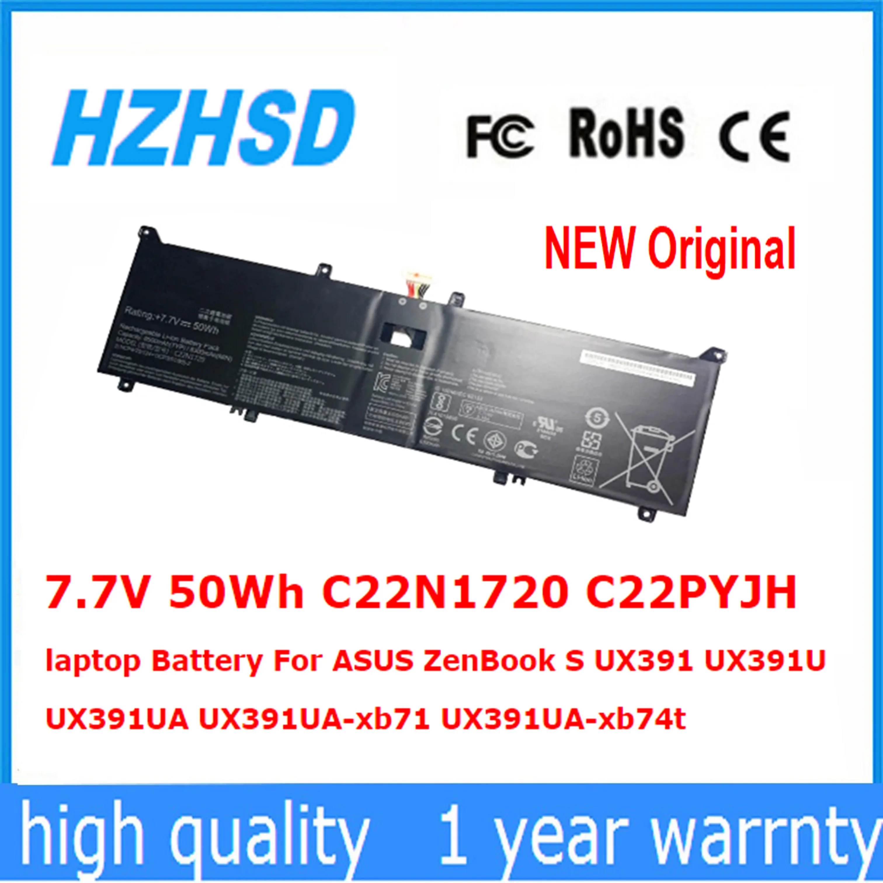 Bateria do Portátil para Asus Zenbook s Ux391 Ux391u Ux391ua Ux391ua-xb71 Ux391ua-xb74t 7.7v 50wh C22n1720 C22pyjh
