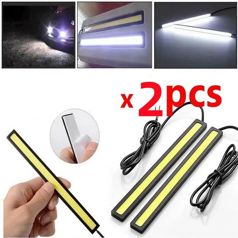 2 Stück 17cm Universelle Wasserdichte Tagfahrleuchten COB Nebelscheinwerfer Auto-Styling LED-Tageslicht DRL-Lampe Nebelleuchte Lichtleiste