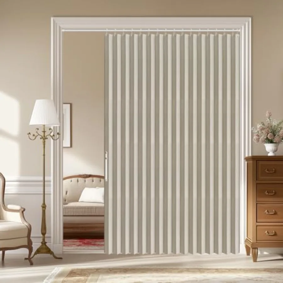 

Панель для двери-гармошка 00% Blkout, невидимая, для спальни, гостиной, кремово-белая, 72 дюйма (Ш) x 78 дюймов (Д)