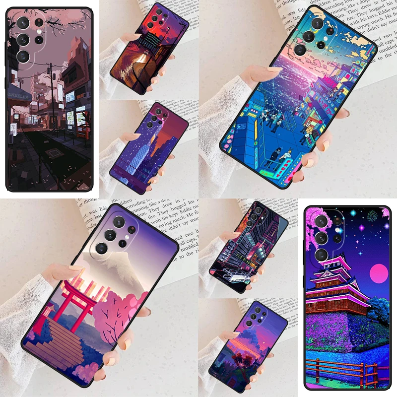 Pixel Art Aesthetic Cell Phone Case for Samsung Galaxy S26 Ultra S25 S24 S23 S22 S21 S20 Note10 Cover