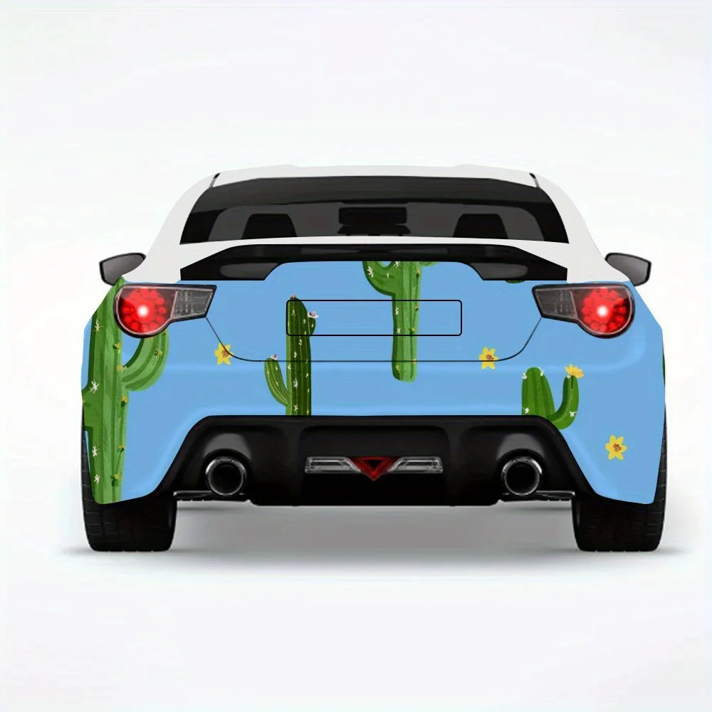 

Автомобильная наклейка с милым рисунком кактуса, виниловая наклейка на заднюю часть автомобиля, водонепроницаемые самоклеящиеся виниловые наклейки для хвоста и бампера автомобиля, D