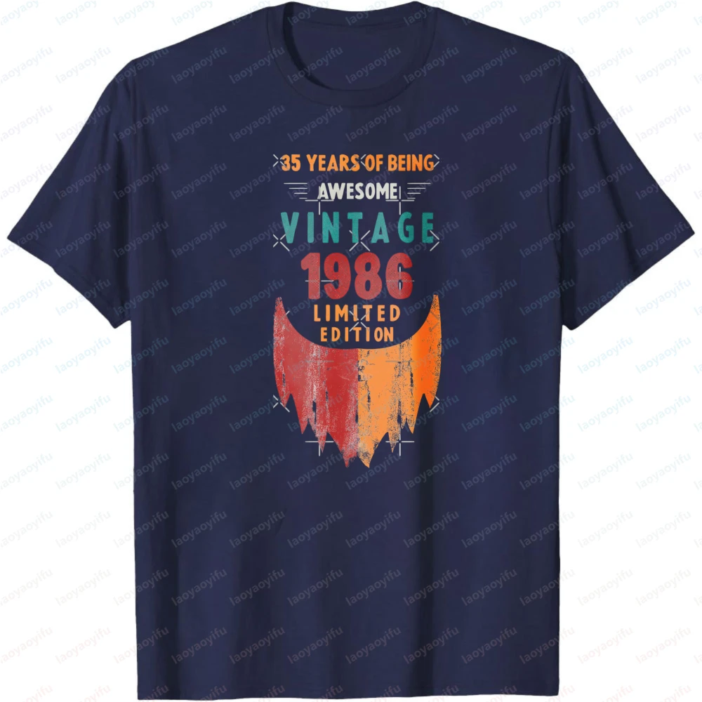 Vintage 1986 35 Years Of Being Awesome Limited Edition Summer Men T-Shirt Retro Design Casual Style For Birthday Gift For Him