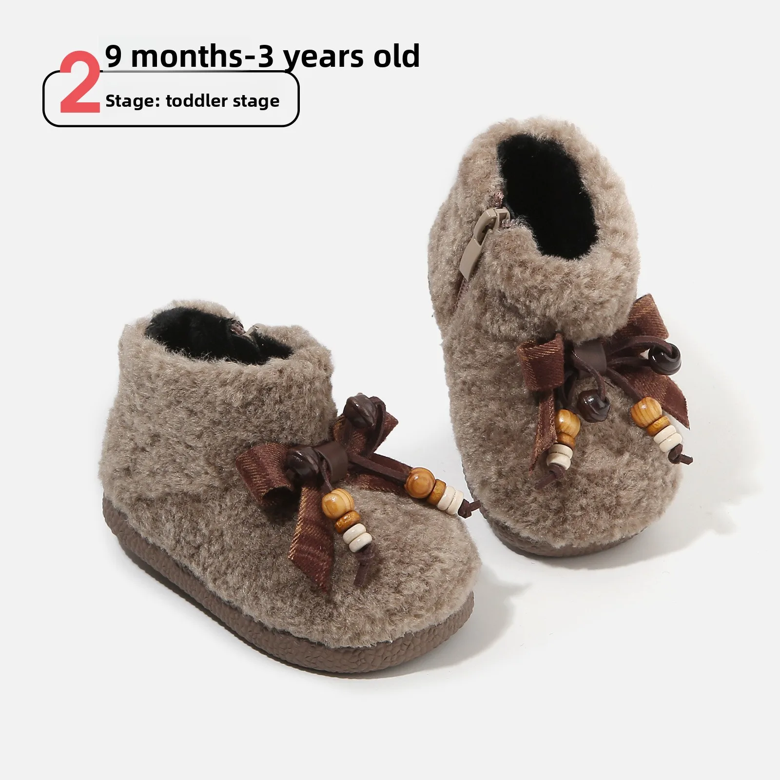 

Lamb Wool Girls Boots Autumn and Winter Children's Short Boots Velvet Princess Baby Snow Boots Children's Shoes