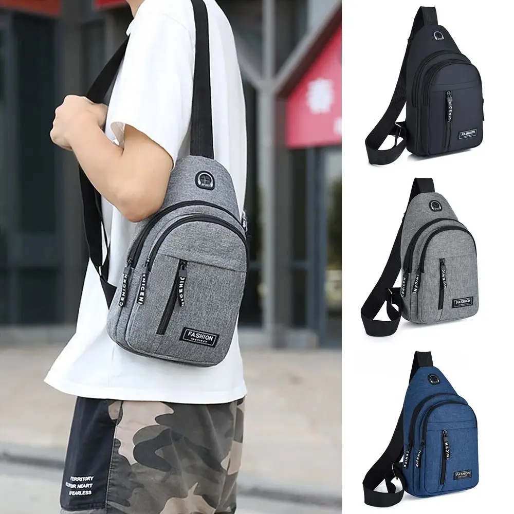 1Pcs Waterproof Chest Bag Double Layer with USB Port Messenger Bag Men\'s Fashion Trend Oxford Cloth Crossbody Shoulder Bag