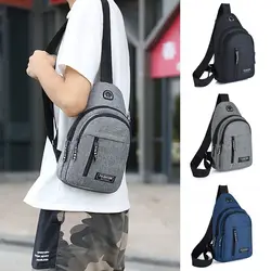 1Pcs Waterproof Chest Bag Double Layer with USB Port Messenger Bag Men's Fashion Trend Oxford Cloth Crossbody Shoulder Bag