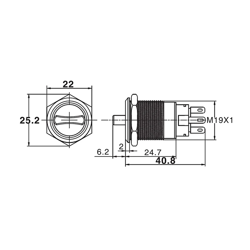 Perilla de interruptor giratoria, hebilla de bloqueo de 19MM, interruptor de luz Selector de acero inoxidable resistente al agua