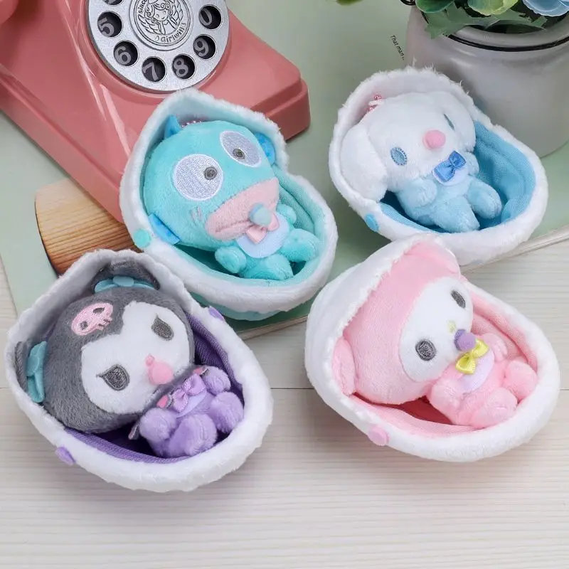 Cartoon Sanrios Melody Kuromi Hello Kitty Baby Series Kawaii Pacifier Pendant Key Chain Plush Doll Holiday Gift Children Toys