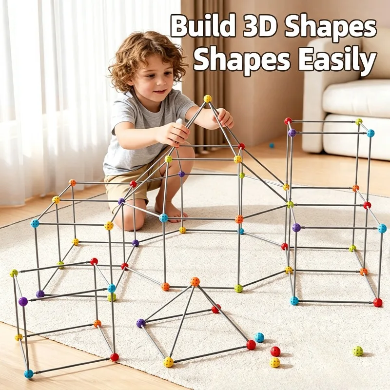 3D Geometric Building Construction Toy STEM Math Learning Toy Spatial Reasoning Building Blocks Educational Connect Stick Toys