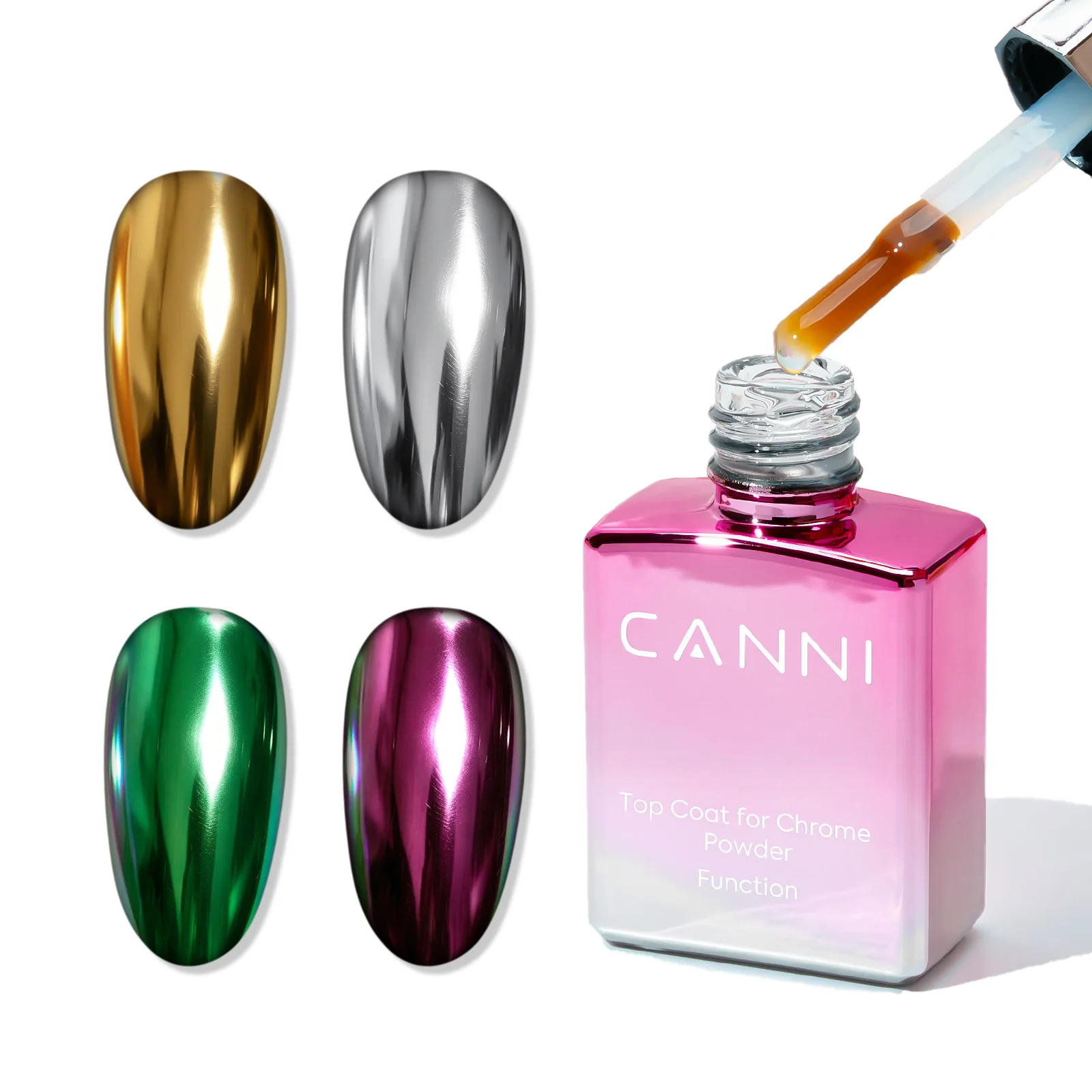 CANNI 9ML Chrome Powder Top Coat Gel For  Magic Mirror Nail Powder No-Wipe Mirror Finish Sealer UV/LED Soak Off DIY SALON