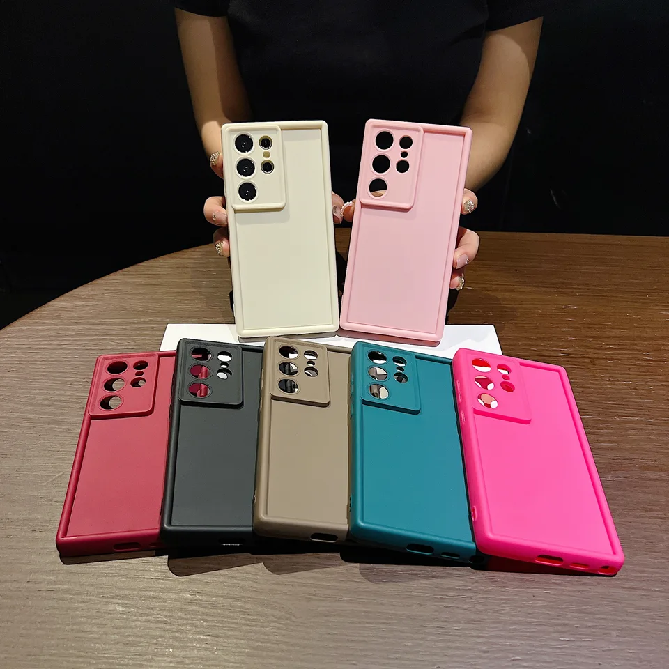 Funda de silicona suave tipo TPU para Samsung Galaxy A56 A55 A54 A53 A35 A15 A16 A25 5G S24 S26 S25 Ultra S23 FE, color caramelo 6