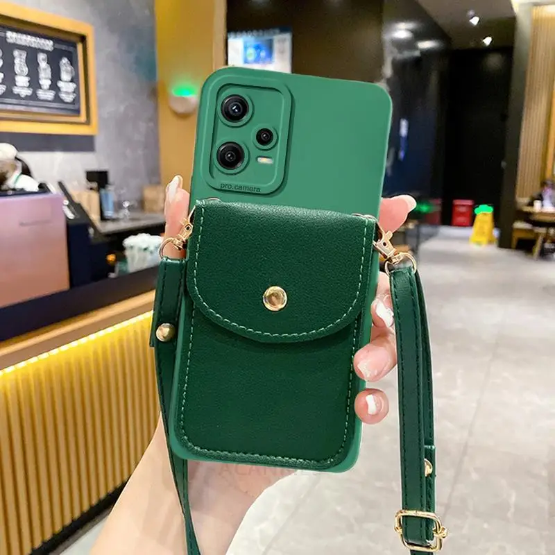 Note12 Crossbody Wallet Card Holder Case On For Xiaomi Redmi Note 12 Pro Plus 5g 12s 4g 12pro 12c Lanyard Silicone Cover Note12s