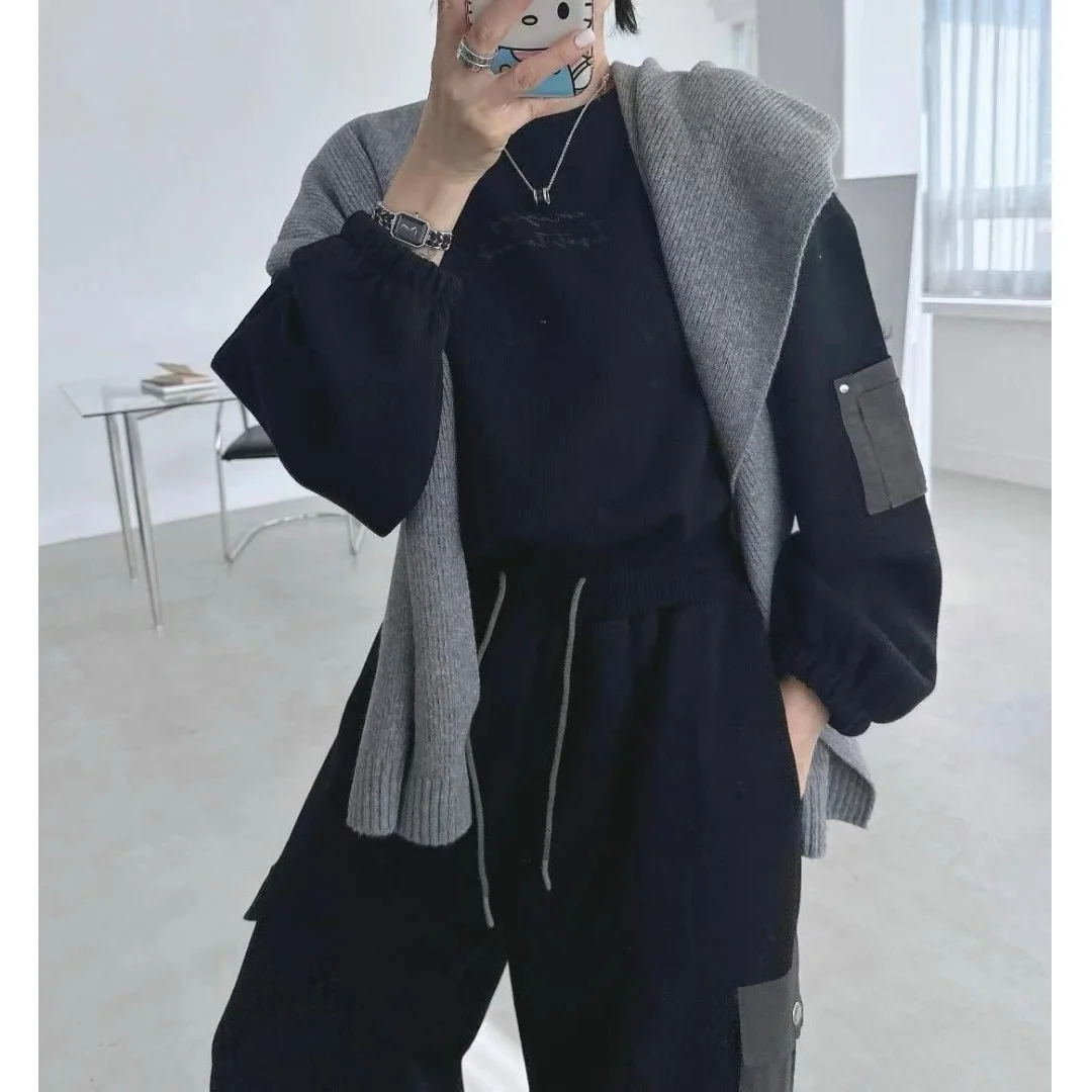 Retro Chic Lange Sve Sweatshirt Hoge Taille Broek Set Koreaanse Sle Herfst Winter Faion Streetwear Casual Comfortabel