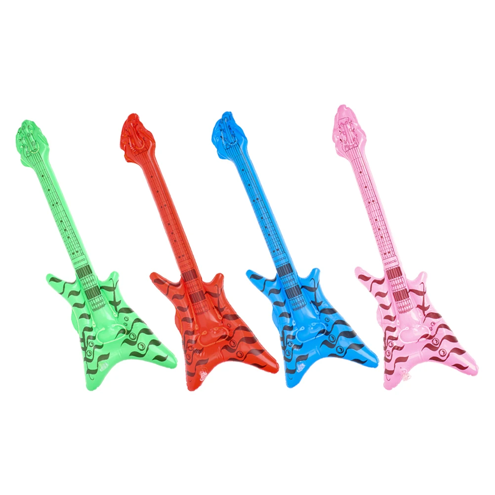 

4Pcs Inflatable Musical Guitars 60cm Rock Party Decoration Retro Blow Up Guitar Props Music Festival Favors Kids' Party Balloons