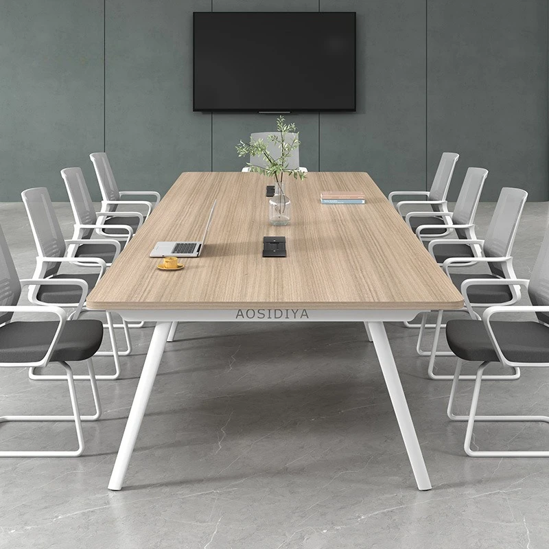 

Стол для конференций Длинный офисный стол и комбинация стульев Простой современный небольшой стол для встреч и тренировок