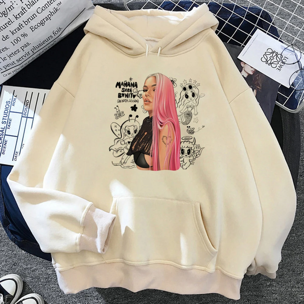 Karol g-Sudadera con capucha para mujer, top de manga larga, Estilo vintage, divertido