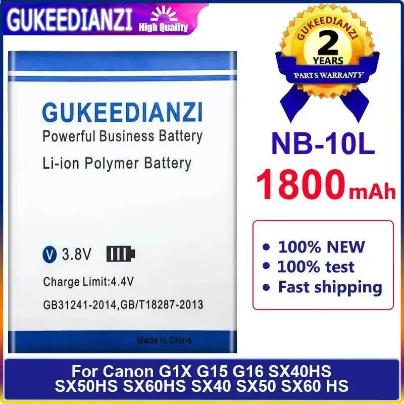 

Для Canon G1X G15 G16 SX40HS SX50HS SX60HS SX40 SX50 SX60 HS 1800 мАч NB-10L Сменный аккумулятор премиум-класса для камеры