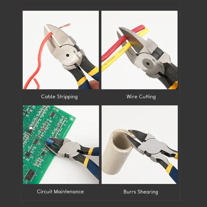 Imagem -06 - Diagonal Alicate de Corte Fio Stripper Fio Cortador Nipper Cabo Eletricista Reparação Ferramenta Mão Profissional