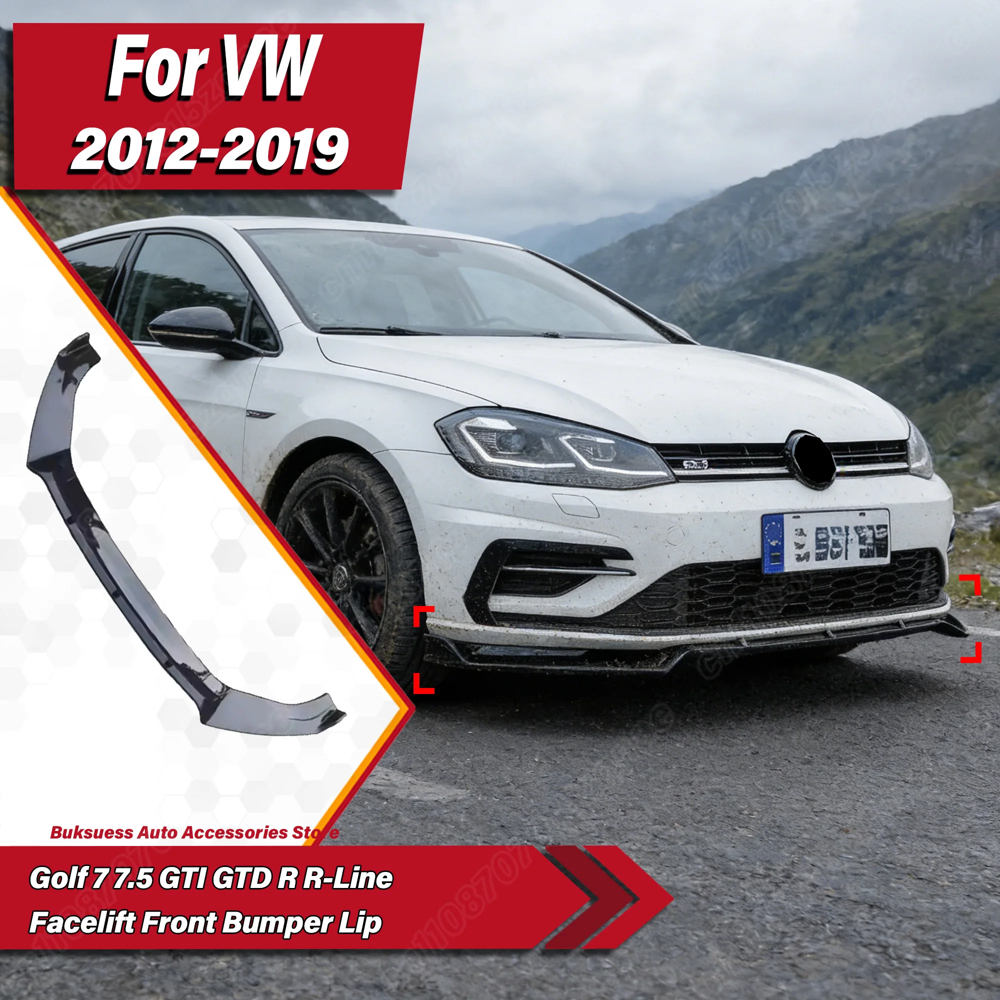 

Для VW Golf 7 7.5 GTI GTD R R-Line Facelift 2012-2019: Комплект для модификации переднего бампера (накладка/сплиттер)