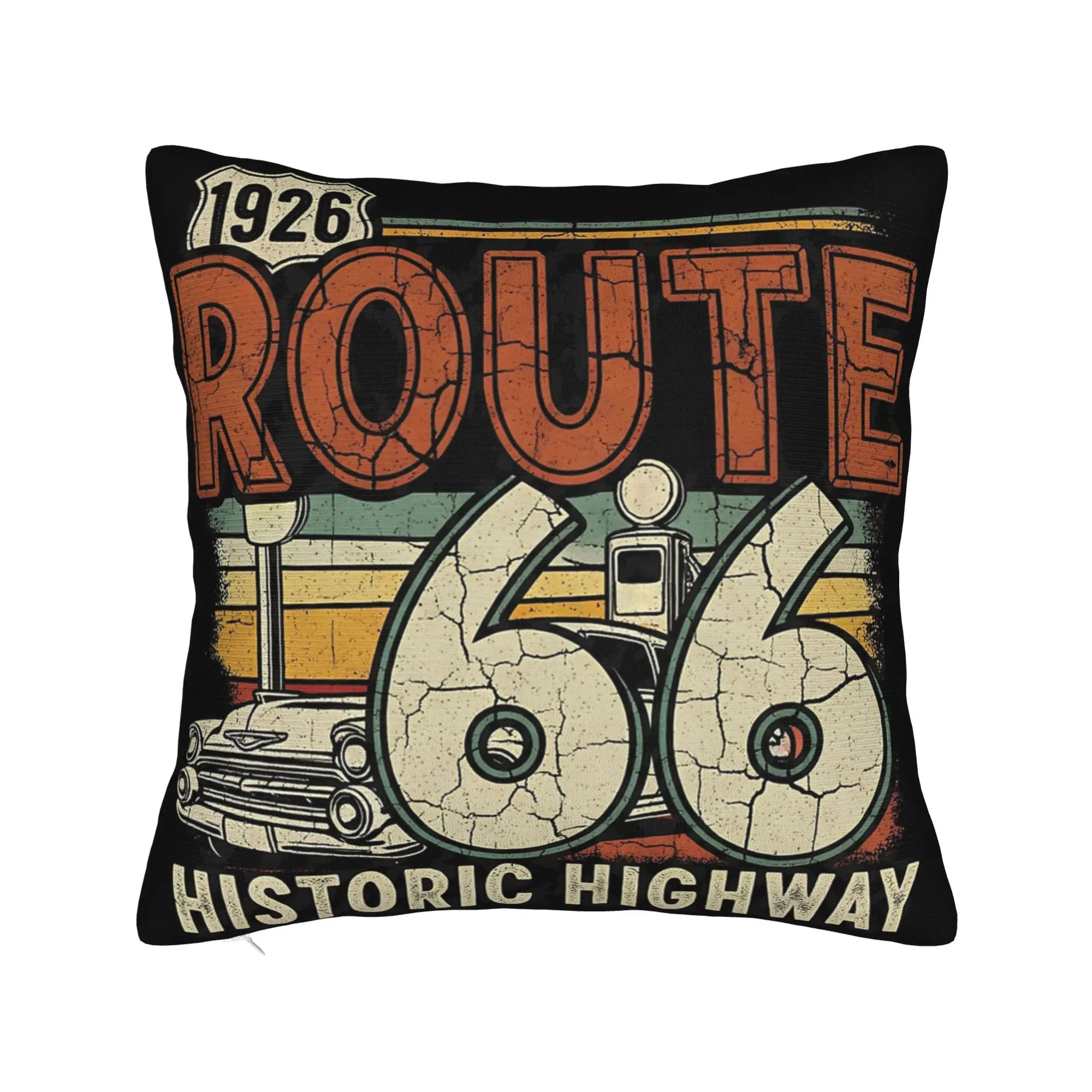 Route 66 Historic Highway 1926 Pillowcase Soft Polyester Cushion Cover Decoration  Pillow Case Cover Chair Zipper 18