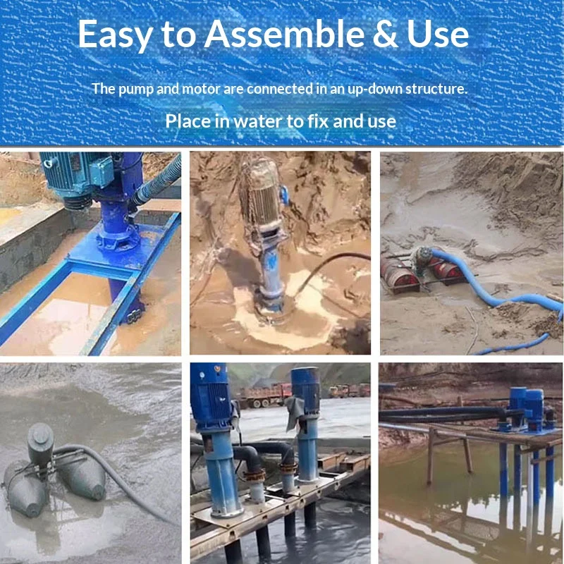 YZ Vertical Submerged Sand Suction Non Blocking Drainage Unit High Chromium Alloy Anti Corrosion Flanged Connection Pump