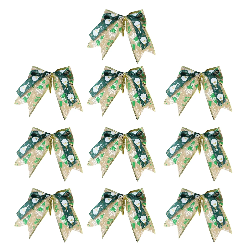 Confezione da 10 decorazioni natalizie con fiocco, decorazione a nastro, pendenti per albero di Natale, ornamenti natalizi per alberi di Natale, decorazioni per la casa
