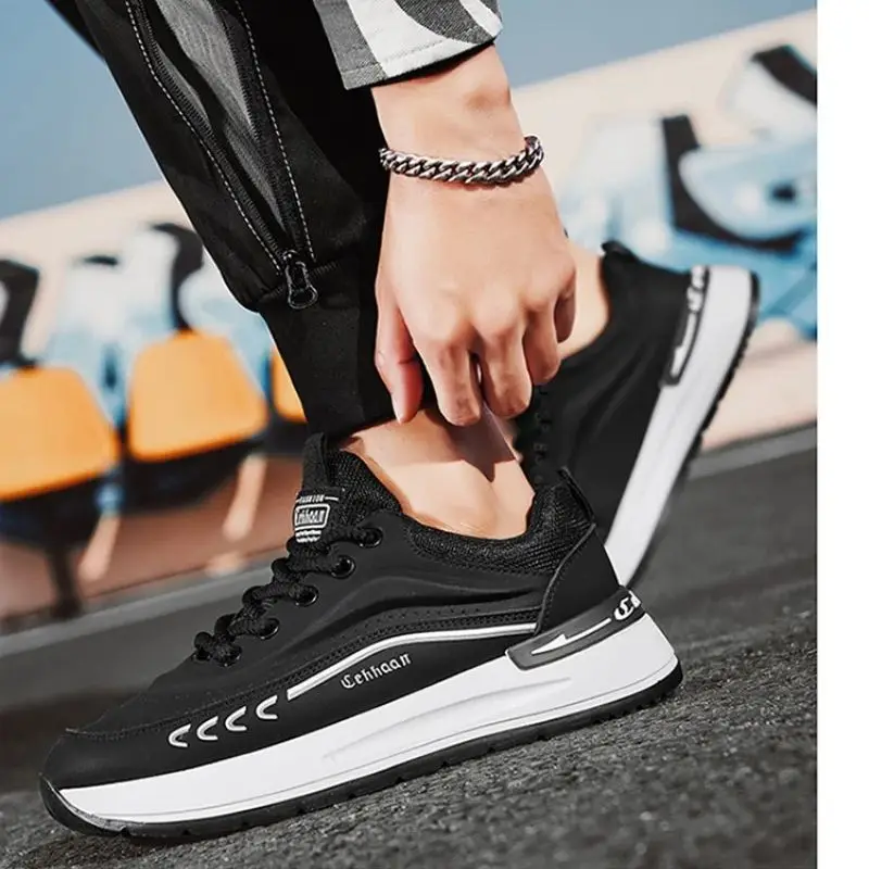 

The new autumn men's low-top thick-soled dad shoes with leather surface are trendy and versatile, casual sports shoes and runnin