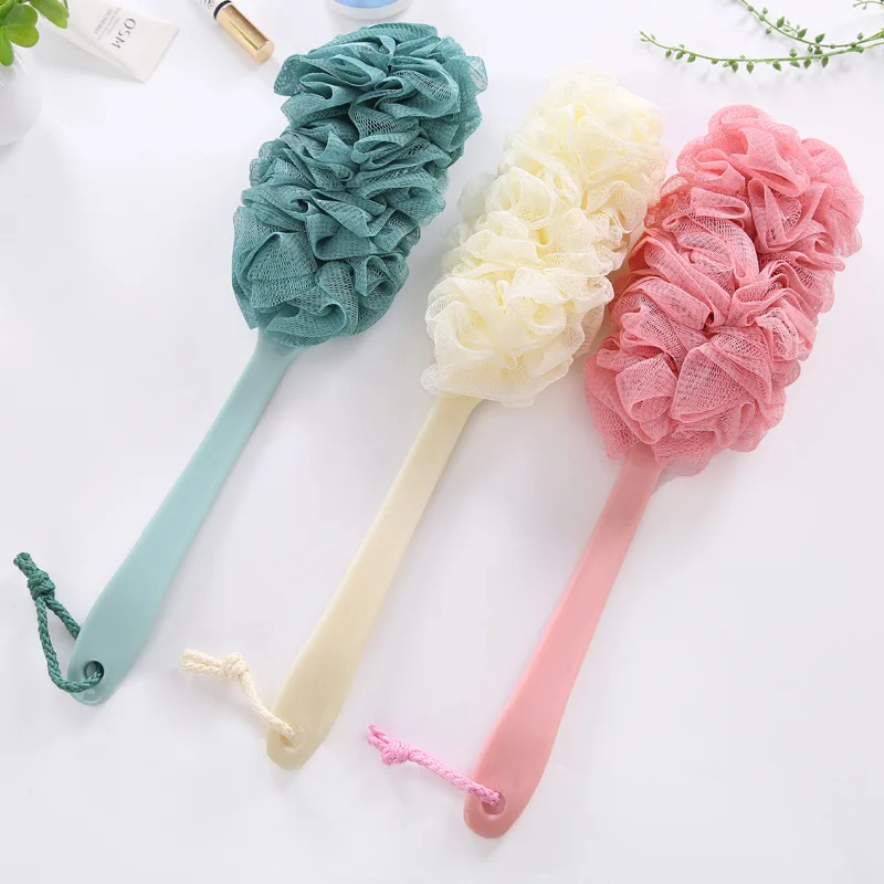 Bath Brush Long Handle Color Hanging Soft Mesh Wavy Bath Brush Scrub Back Body Bath Shower Scrubber Brush Bathroom Gadgets