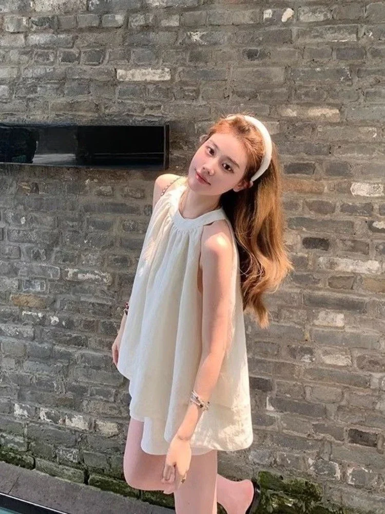 

White Women's Short Sets 2 Pieces Sleeveless Light Luxury Tailorin New in Matching Cheap Offers Business Suit with Female Shorts