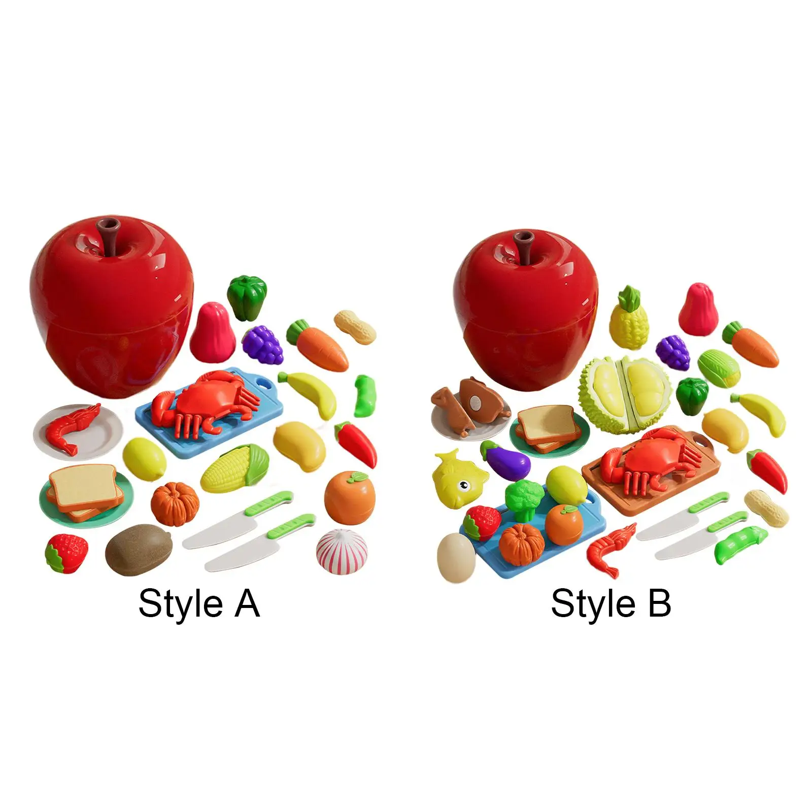 ตัดผลไม้และผักของเล่นแกล้งเล่น Montessori Interactive พร้อมตะกร้าเก็บบทบาทเล่นสําหรับเด็กวัยหัดเดินอายุ 3 4 5 ของขวัญ