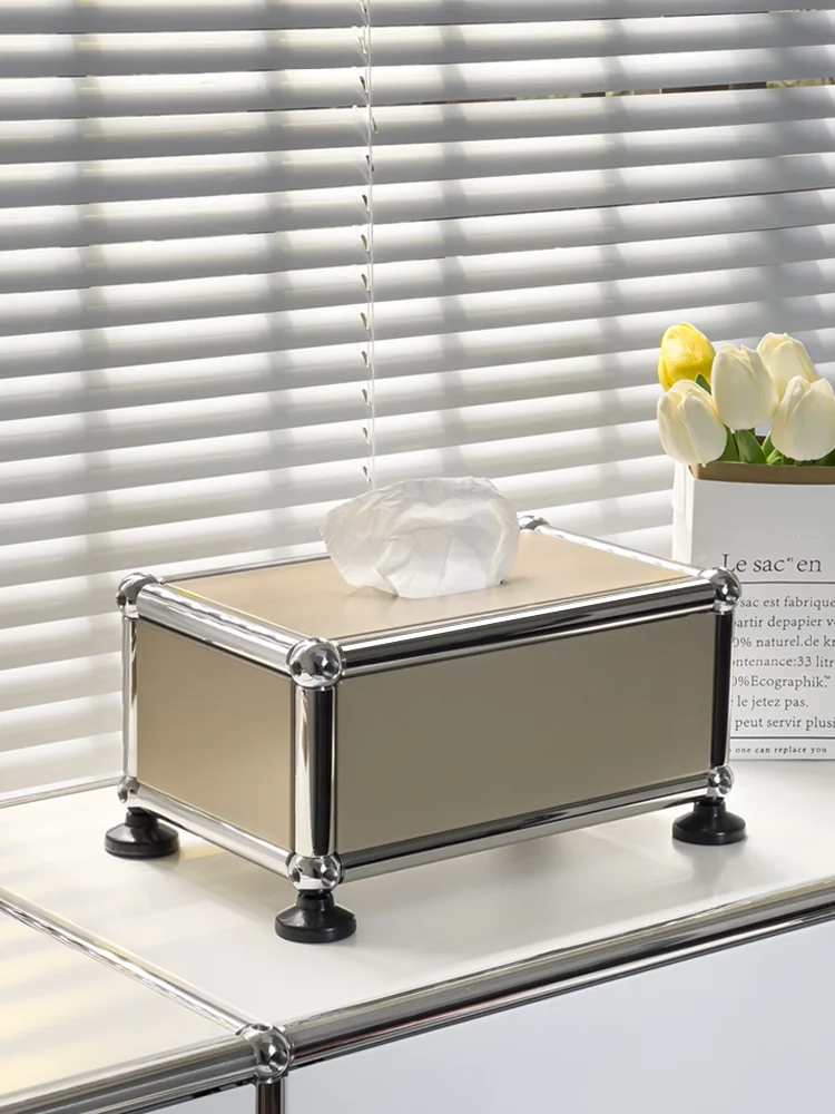 Swiss Modular Cabinet Module Stainless Steel Tissue Box Paper Holder Metal Tissue Storage Rack For Living Room