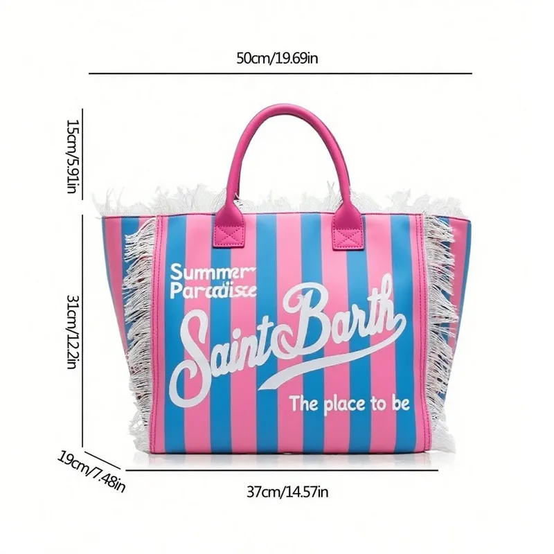 Basic Style Tassel Canvas Women's Shoulder Bags Interior Pocket 2024 New Fashion Large Capacity Pattern High Quality Handbags image 6