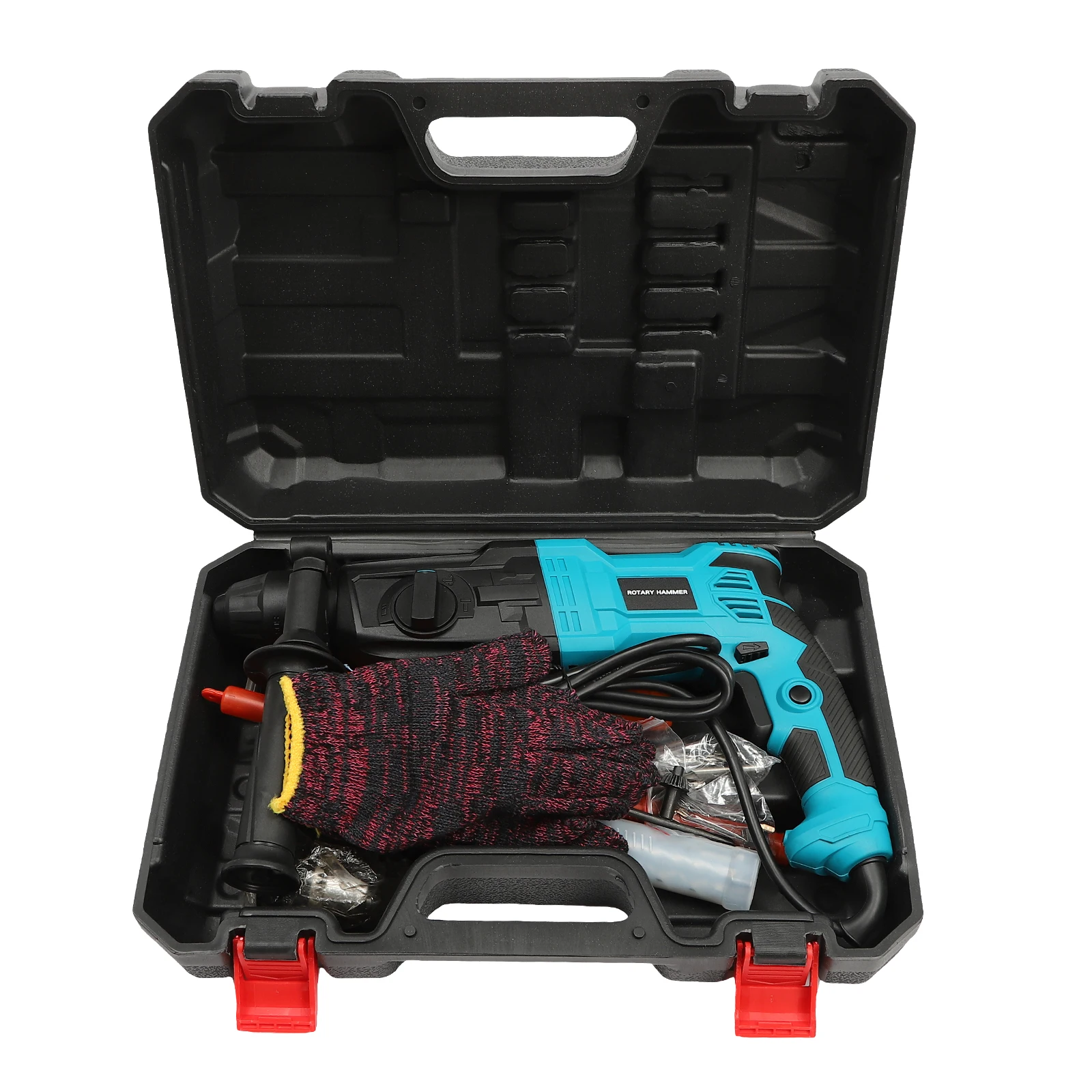 Elektrischer Bohrhammer, 3-in-1-Funktion, 800 W, Motor aus reinem Kupfer, 0–1200 U/min, mit Koffer