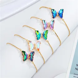 Steel Fun Jewelry Female Bling Gradient Butterfly Bracelet For Women 2024 Trendy Gold Color Chain Y2K Sweet Bracelet Party Gift