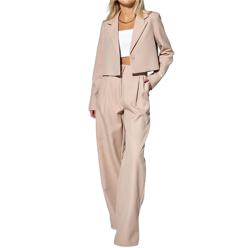 

NEW-2 Piece Outfits For Women Dressy Blazer Jackets High Waisted Straight Leg Pants Suits Set Business Casual