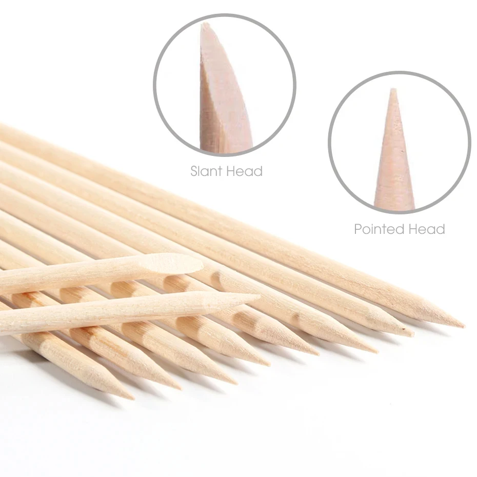 50/100 pz Spingicuticole in Legno d'Arancio per Nail Art, Rimozione Strass e Dotting, Strumenti per Manicure e Pedicure
